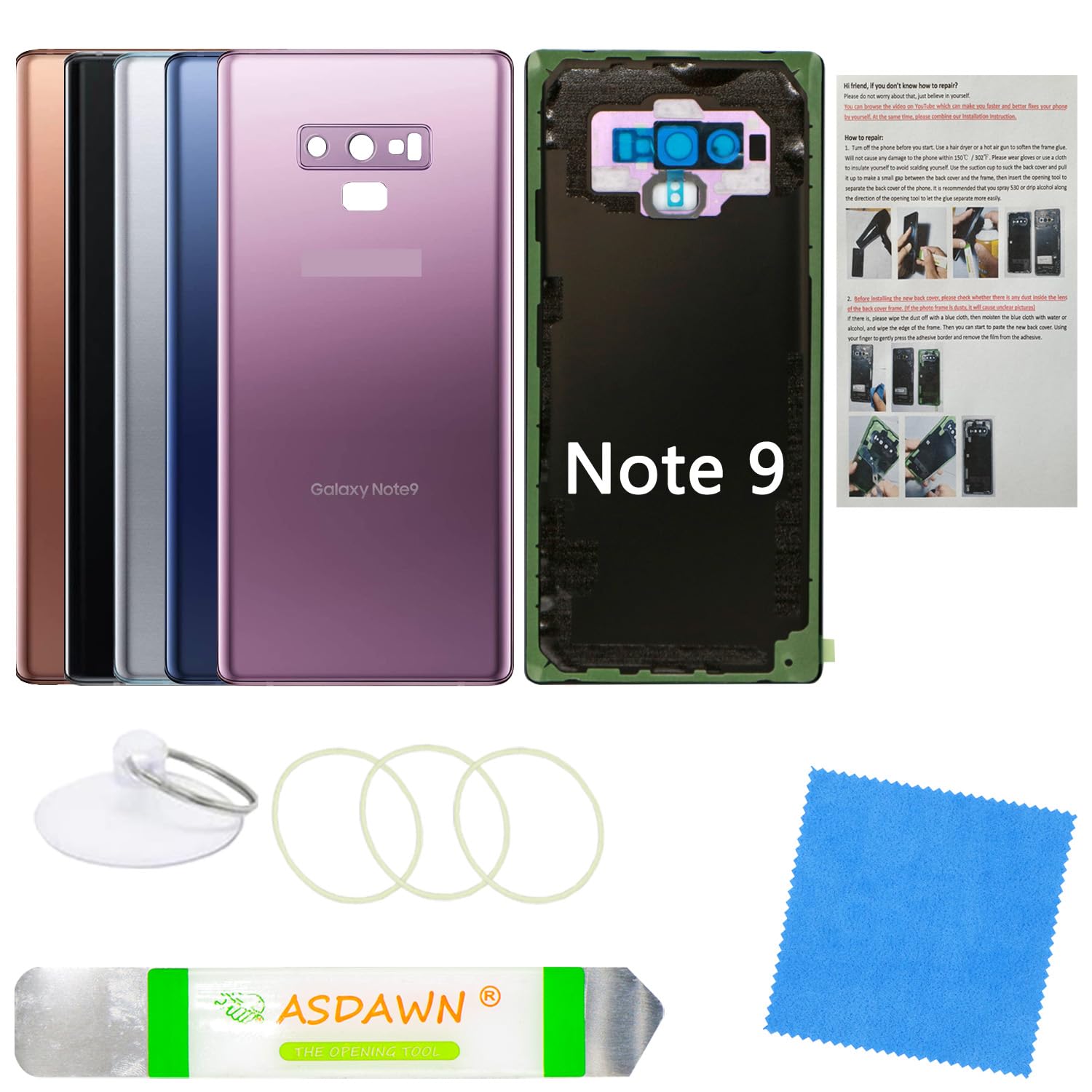 Amazon.com: Galaxy Note 9 Back Glass Cover Replacement Housing